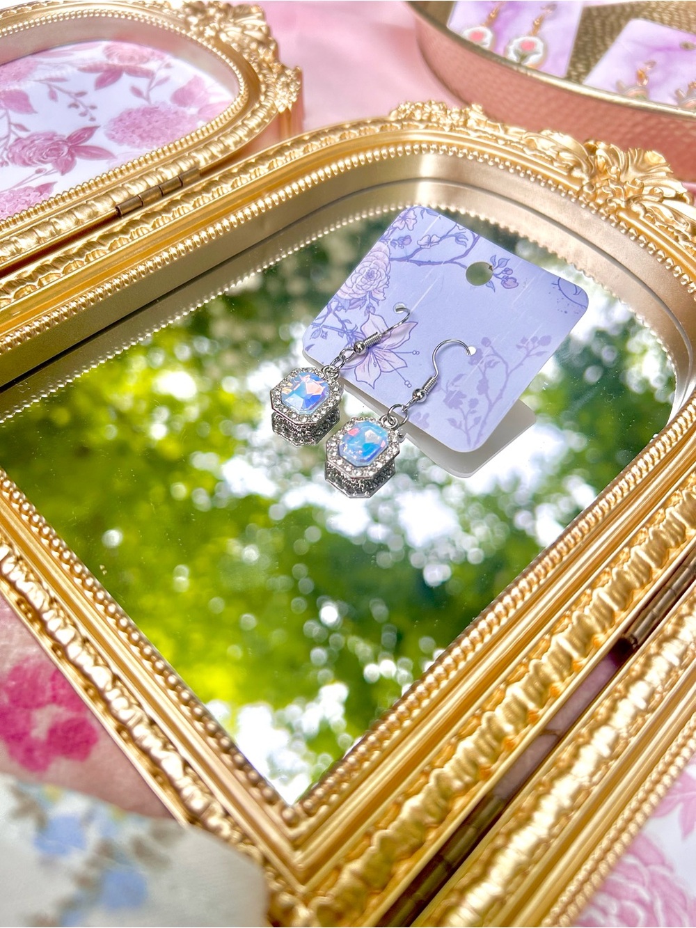Handmade Elegant Silver and Blue Crystal Earrings